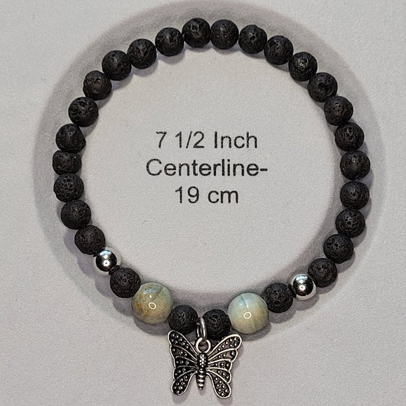 🤍3/$30 Jasper Stone Authentic Lava Bead Butterfly Handmade Bracelet - Picture 5 of 5